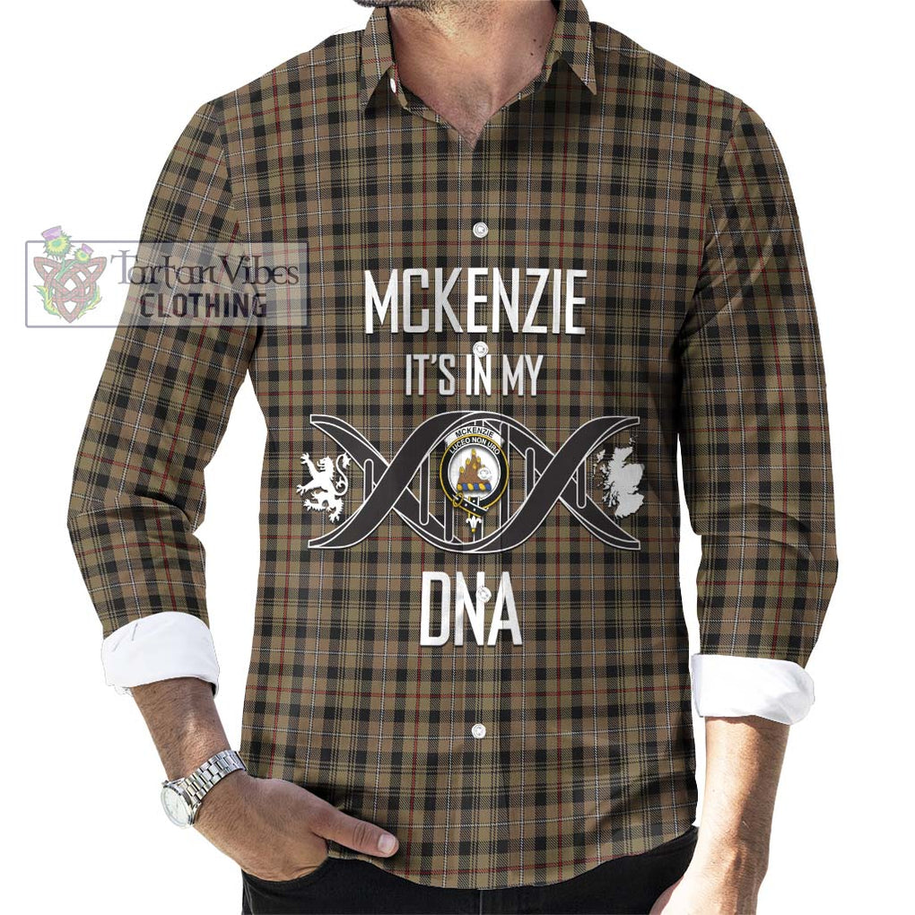 Mckenzie Hunting Tartan Long Sleeve Button Shirt with Family Crest DNA In Me Style Men's Shirt S - Tartanvibesclothing Shop