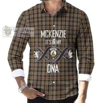 Mckenzie Hunting Tartan Long Sleeve Button Shirt with Family Crest DNA In Me Style Men's Shirt S - Tartanvibesclothing Shop