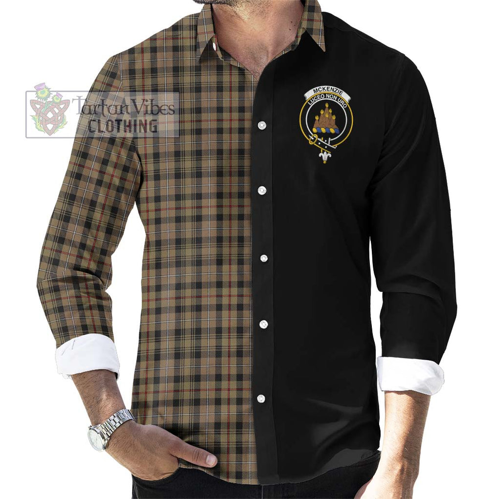 Mckenzie Hunting Tartan Long Sleeve Button Shirt with Family Crest and Half Of Me Style - Tartanvibesclothing Shop