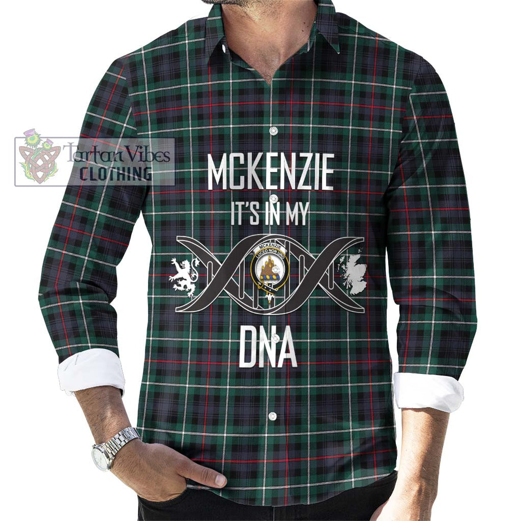 Mckenzie Modern Tartan Long Sleeve Button Shirt with Family Crest DNA In Me Style Men's Shirt S - Tartanvibesclothing Shop