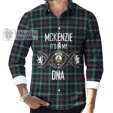 Mckenzie Modern Tartan Long Sleeve Button Shirt with Family Crest DNA In Me Style Men's Shirt S - Tartanvibesclothing Shop