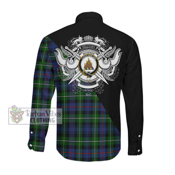 Tartan Vibes Clothing Mckenzie Modern #2 Tartan Long Sleeve Button Shirt with Family Crest and Military Logo Style
