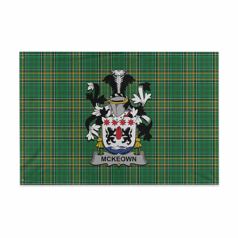 Tartan Vibes Clothing McKeown Irish Clan Tartan House Flag with Coat of Arms