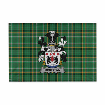 McKeown Irish Clan Tartan House Flag with Coat of Arms