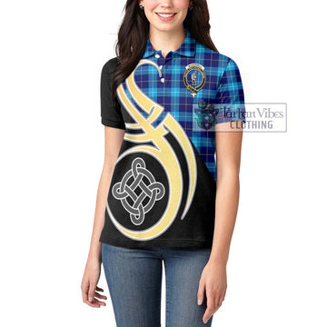 McKerrell Tartan Women's Polo Shirt with Family Crest and Celtic Symbol Style