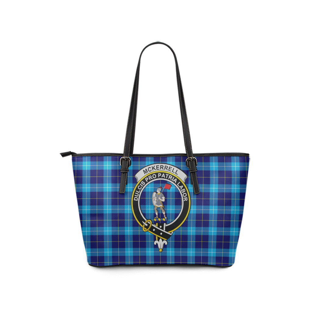 McKerrell Tartan Leather Tote Bag with Family Crest - Tartan Vibes Clothing