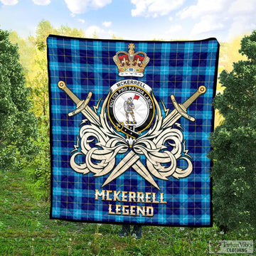 McKerrell Tartan Quilt with Clan Crest and the Golden Sword of Courageous Legacy Super King Quilt 91" x 110" - Tartan Vibes Clothing