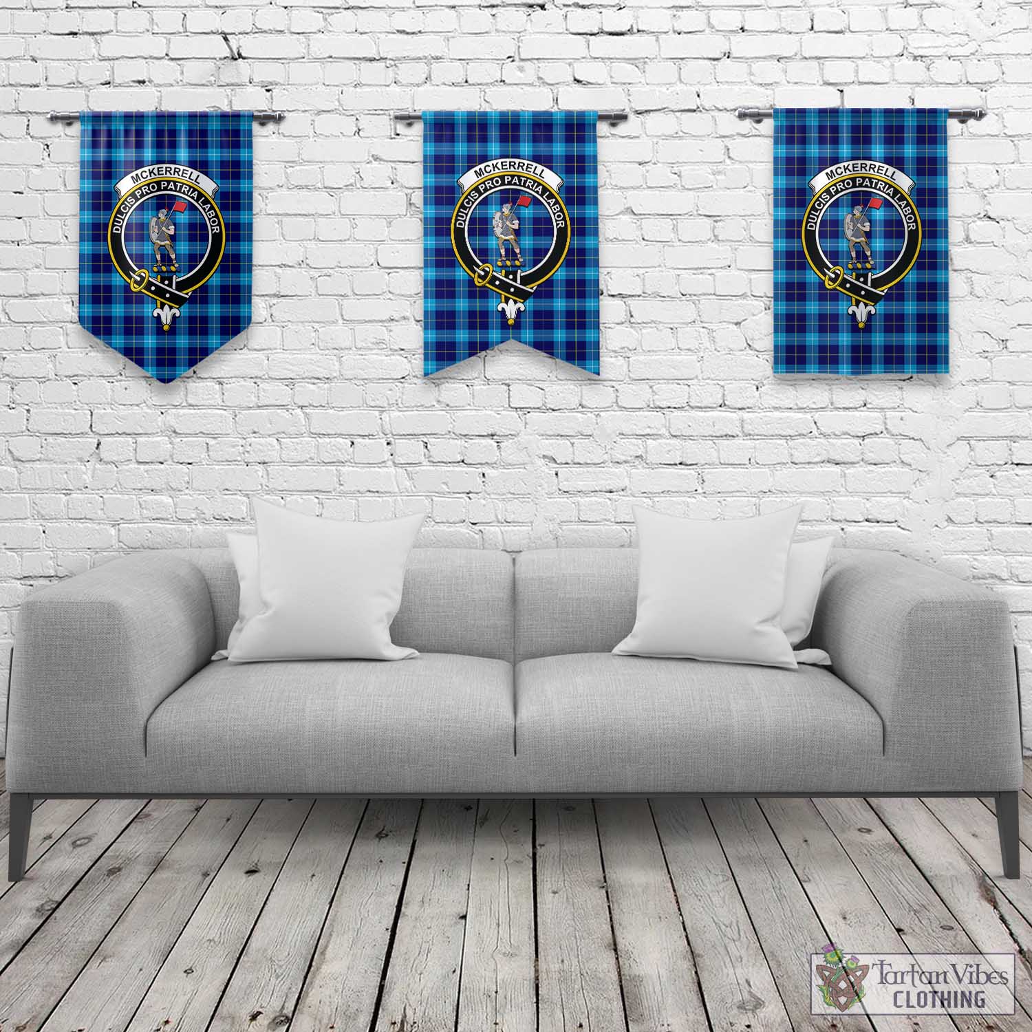 McKerrell Tartan Gonfalon, Tartan Banner with Family Crest Rectangle - Tartan Vibes Clothing