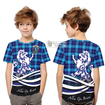 McKerrell Tartan Kid T-Shirt with Alba Gu Brath Regal Lion Emblem Youth XL Size14 - Tartan Vibes Clothing