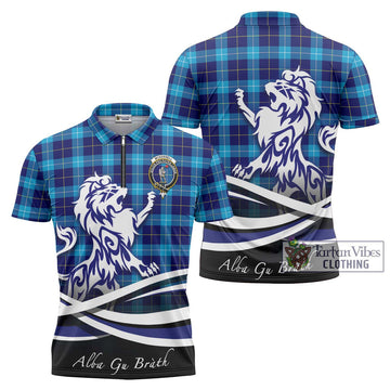 McKerrell Tartan Zipper Polo Shirt with Alba Gu Brath Regal Lion Emblem