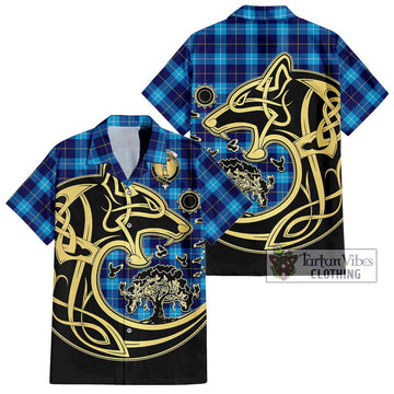 McKerrell Tartan Hawaiian Shirt with Family Crest Celtic Wolf Style Kid - Tartan Vibes Clothing