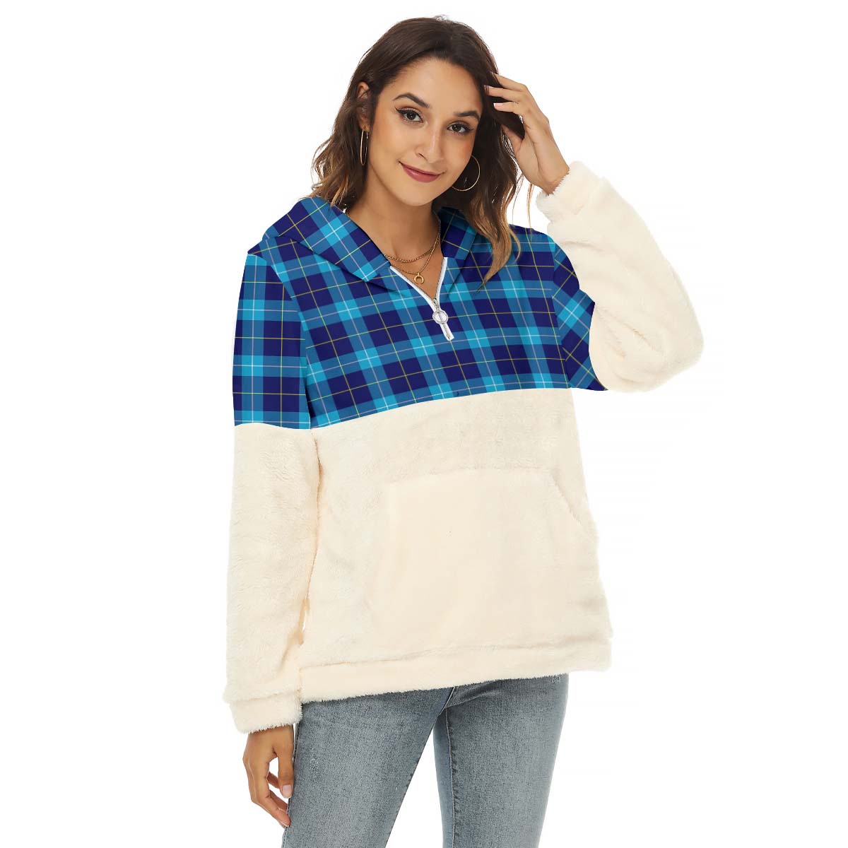 McKerrell Tartan Half Style Women's Borg Fleece Hoodie with Half Zip Female - Tartan Vibes Clothing