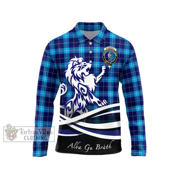 McKerrell Tartan Long Sleeve Polo Shirt with Alba Gu Brath Regal Lion Emblem Unisex - Tartan Vibes Clothing