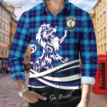 McKerrell Tartan Long Sleeve Button Up Shirt with Alba Gu Brath Regal Lion Emblem Men's Shirt - Tartan Vibes Clothing