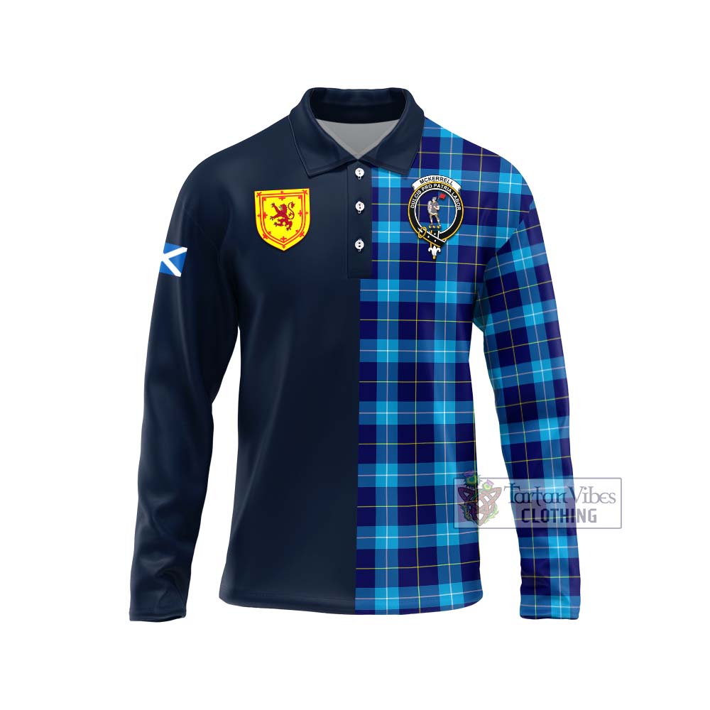 McKerrell Tartan Long Sleeve Polo Shirt Alba with Scottish Lion Royal Arm Half Style Unisex - Tartan Vibes Clothing