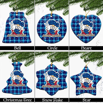 McKerrell Tartan Christmas Ceramic Ornaments with Scottish Gnome Playing Bagpipes Ceramic - Tartan Vibes Clothing