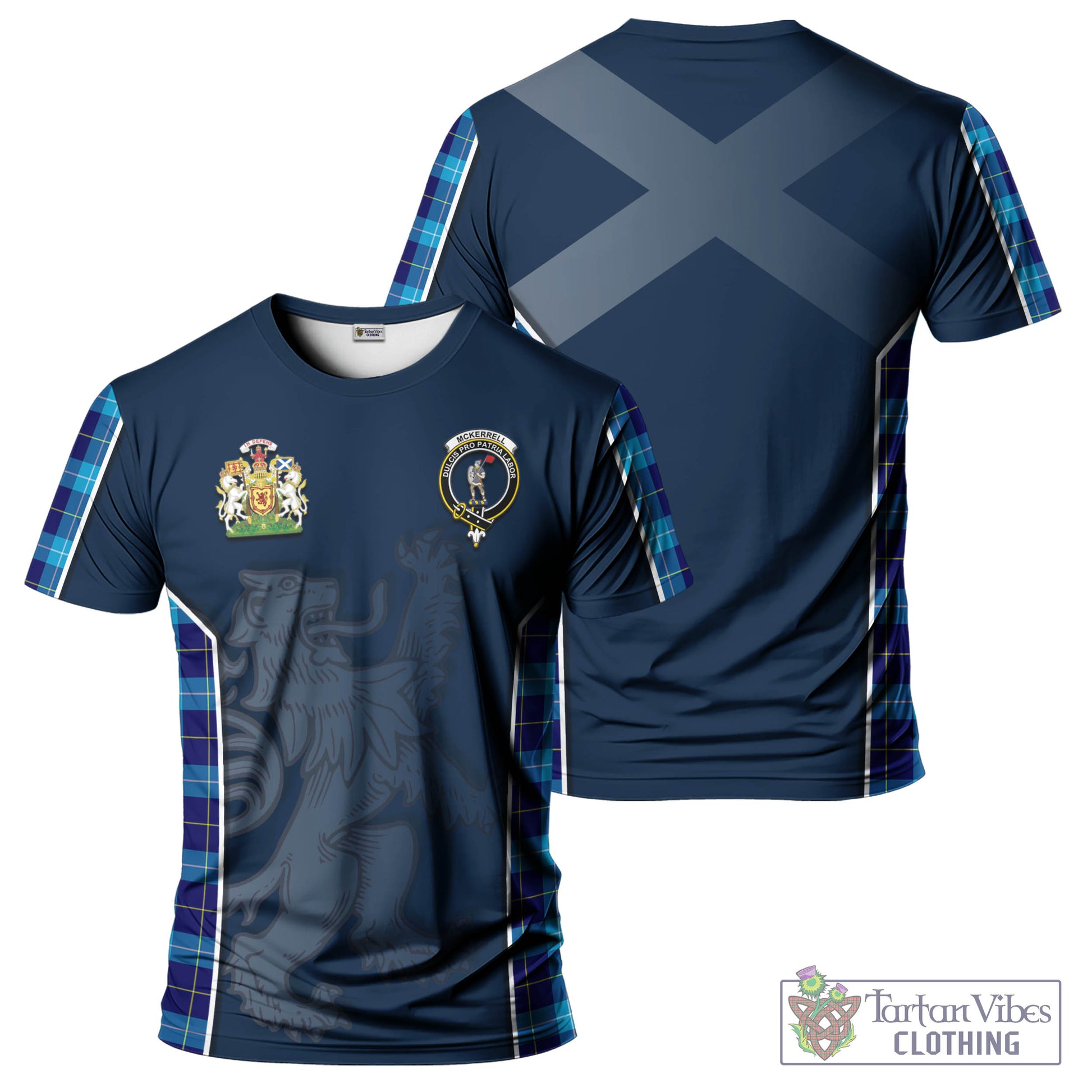 Tartan Vibes Clothing McKerrell Tartan T-Shirt with Family Crest and Lion Rampant Vibes Sport Style