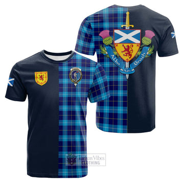 Tartan Vibes Clothing McKerrell Tartan Cotton T-shirt with Scottish Lion Royal Arm Half Style