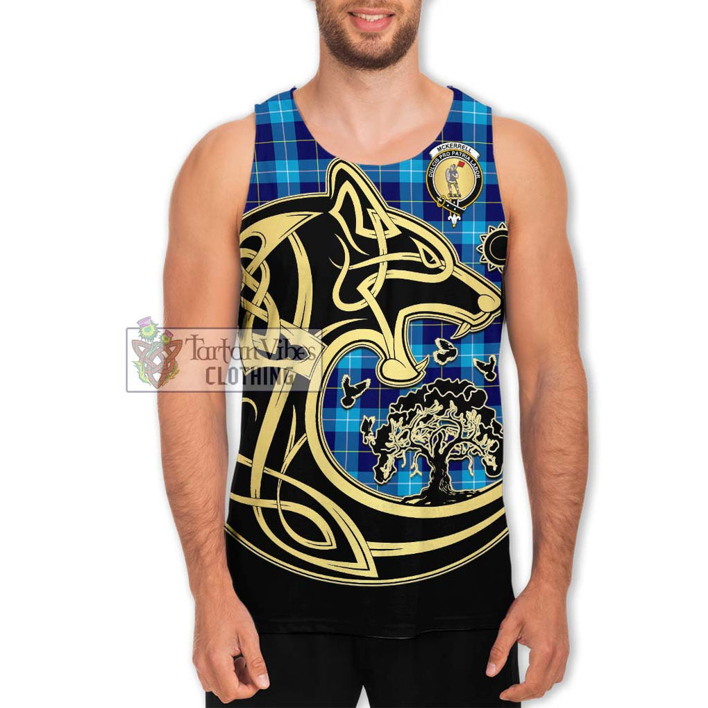 McKerrell Tartan Men's Tank Top with Family Crest Celtic Wolf Style Men - Tartan Vibes Clothing