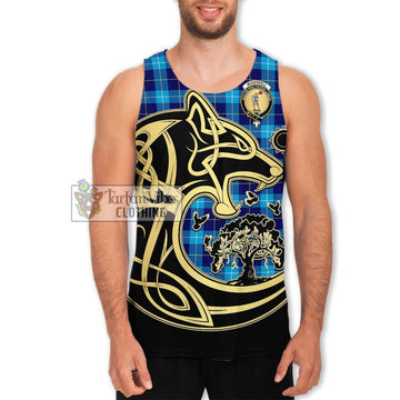 McKerrell Tartan Men's Tank Top with Family Crest Celtic Wolf Style Men - Tartan Vibes Clothing