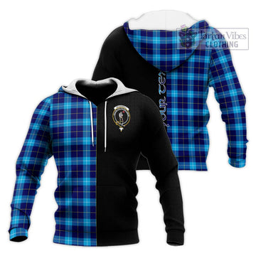 McKerrell Tartan Knitted Hoodie with Family Crest and Half Of Me Style Unisex Knitted Pullover Hoodie - Tartan Vibes Clothing