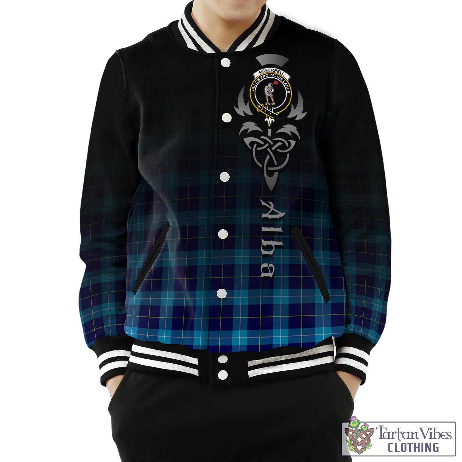 McKerrell Tartan Baseball Jacket Featuring Alba Gu Brath Family Crest Celtic Inspired Unisex - Tartan Vibes Clothing