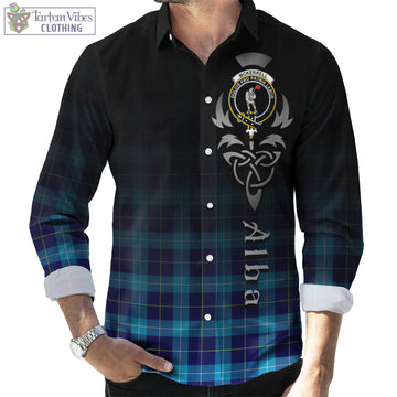 McKerrell Tartan Long Sleeve Button Up Featuring Alba Gu Brath Family Crest Celtic Inspired Men's Shirt - Tartan Vibes Clothing