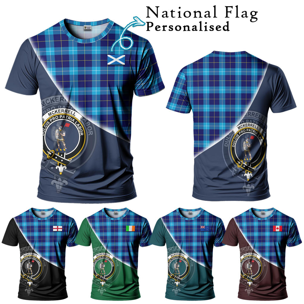 McKerrell Tartan T-Shirt with Personalised National Flag and Family Crest Half Style Kid's Shirt - Tartan Vibes Clothing