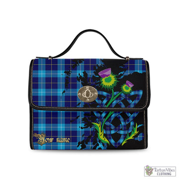 Tartan Vibes Clothing McKerrell Tartan Waterproof Canvas Bag with Scotland Map and Thistle Celtic Accents