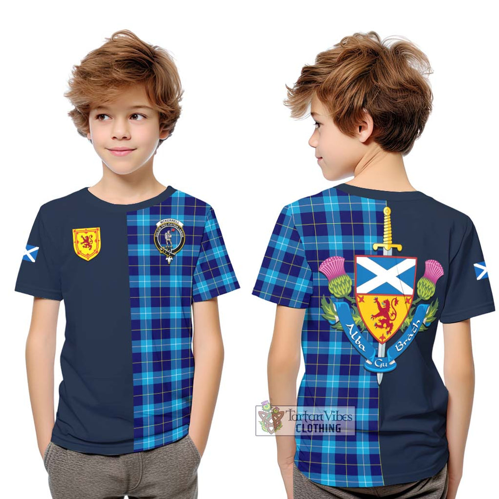 McKerrell Tartan Kid T-Shirt Alba with Scottish Lion Royal Arm Half Style Youth XL Size14 - Tartan Vibes Clothing