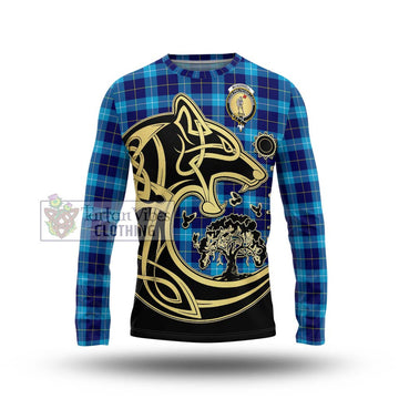 McKerrell Tartan Long Sleeve T-Shirt with Family Crest Celtic Wolf Style Unisex - Tartan Vibes Clothing