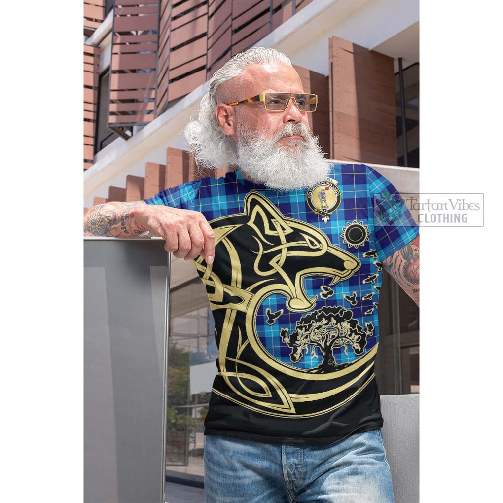 McKerrell Tartan Cotton T-shirt with Family Crest Celtic Wolf Style Men's Shirt - Tartan Vibes Clothing