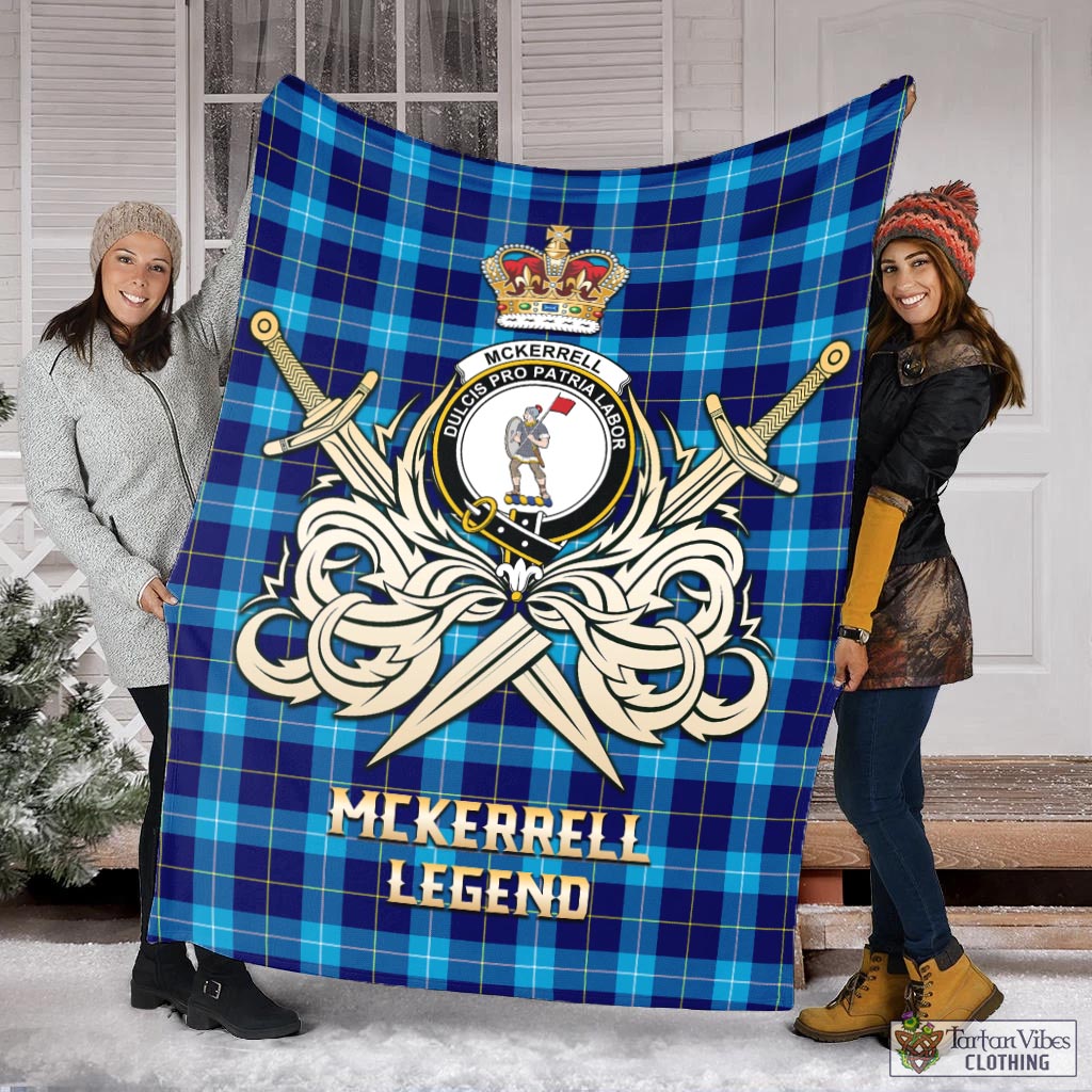 McKerrell Tartan Blanket with Clan Crest and the Golden Sword of Courageous Legacy X-Large 59 x 79 inches 150 x 200 cm - Tartan Vibes Clothing