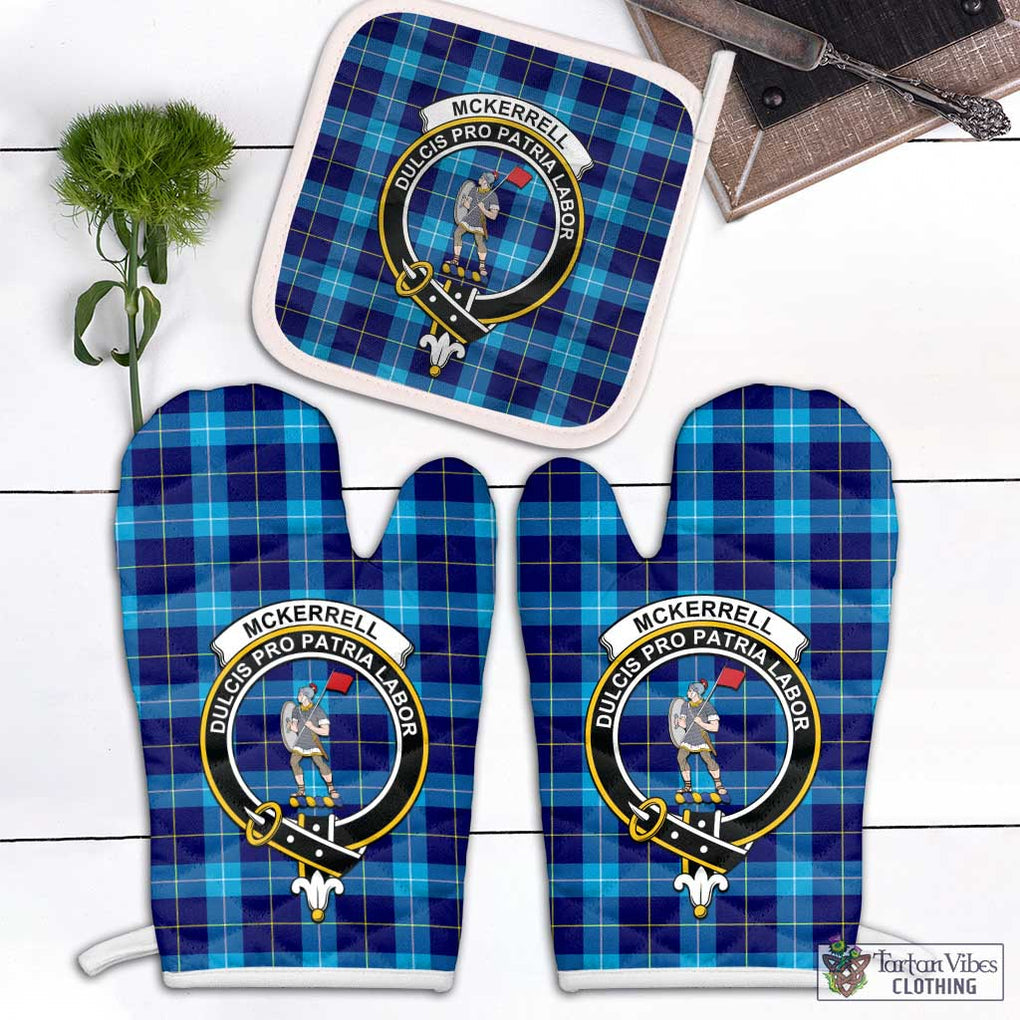 McKerrell Tartan Combo Oven Mitt & Pot-Holder with Family Crest Combo 2 Oven Mitt & 1 Pot-Holder Black - Tartan Vibes Clothing