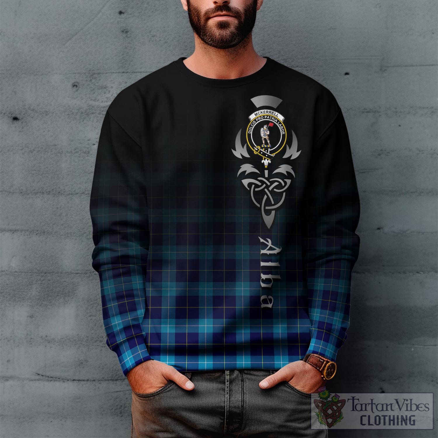 McKerrell Tartan Sweatshirt Featuring Alba Gu Brath Family Crest Celtic Inspired Unisex - Tartan Vibes Clothing