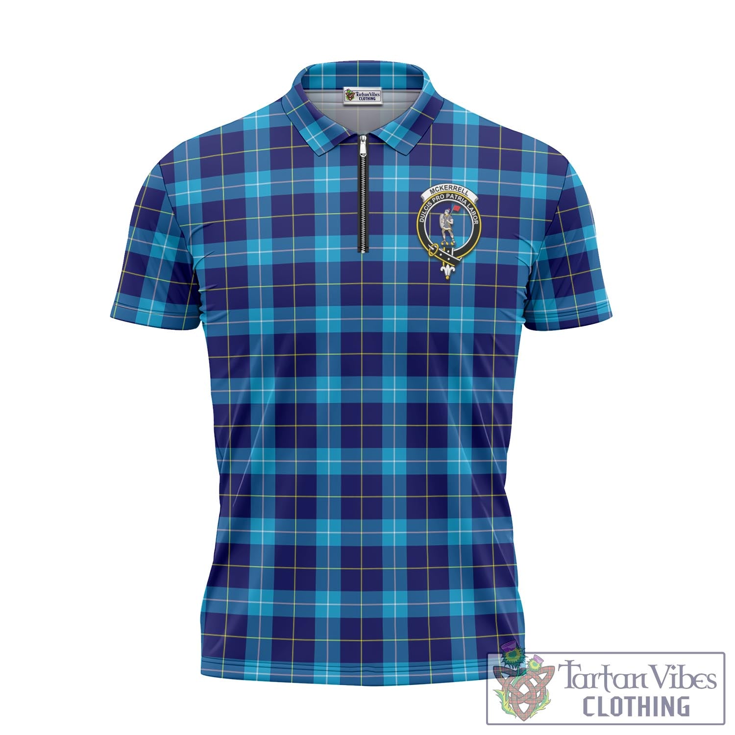 McKerrell Tartan Zipper Polo Shirt with Family Crest Unisex - Tartan Vibes Clothing