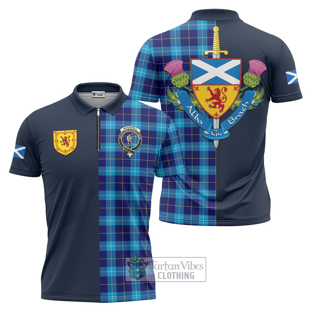 McKerrell Tartan Zipper Polo Shirt Alba with Scottish Lion Royal Arm Half Style Unisex - Tartan Vibes Clothing