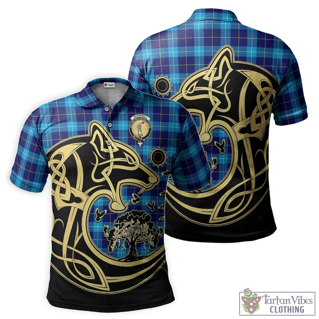 McKerrell Tartan Polo Shirt with Family Crest Celtic Wolf Style Kid - Tartan Vibes Clothing