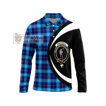 McKerrell Tartan Long Sleeve Polo Shirt with Family Crest Circle Style Unisex - Tartan Vibes Clothing