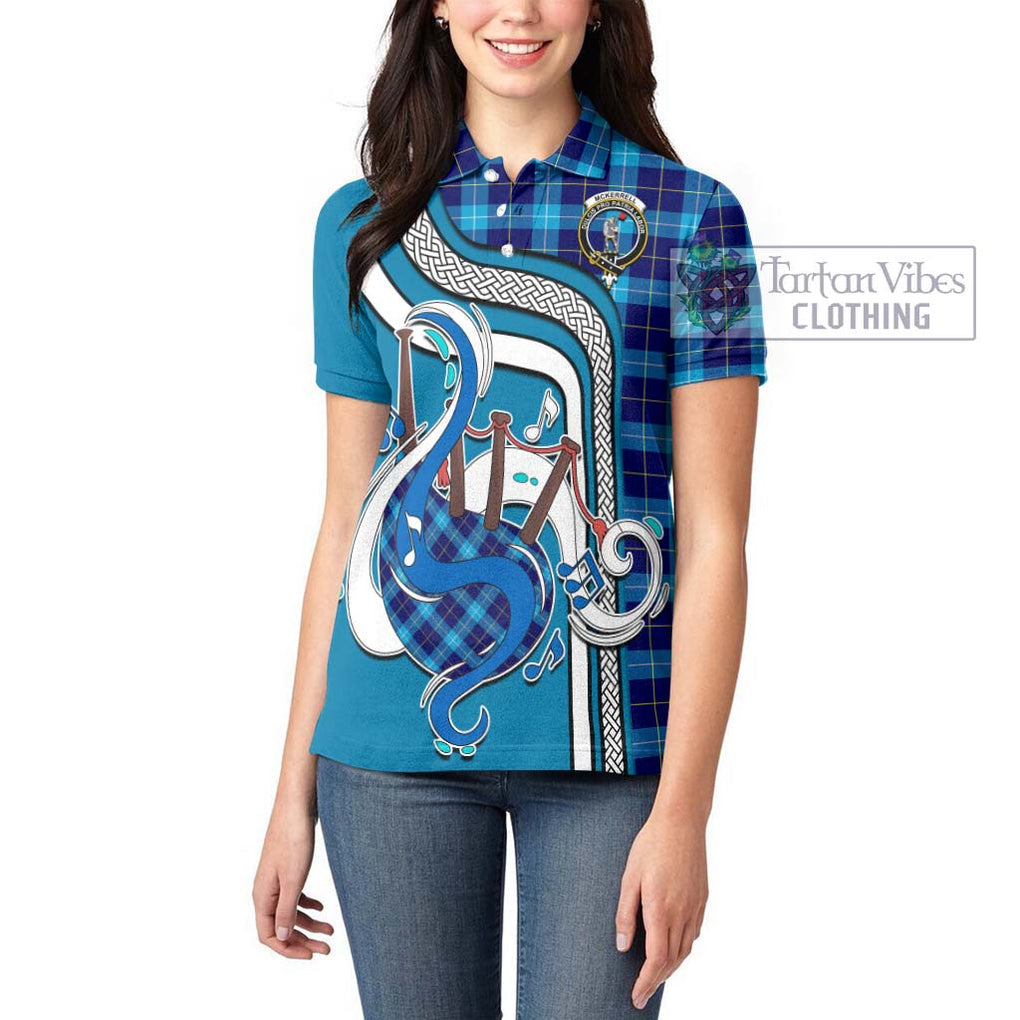 McKerrell Tartan Women's Polo Shirt with Epic Bagpipe Style - Tartanvibesclothing Shop