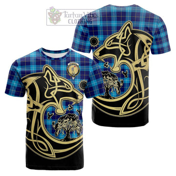 McKerrell Tartan Cotton T-shirt with Family Crest Celtic Wolf Style Kid's Shirt - Tartan Vibes Clothing