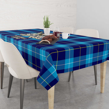 McKerrell Tartan Tablecloth with Clan Crest and the Golden Sword of Courageous Legacy