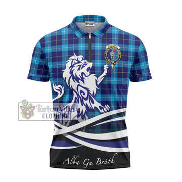 McKerrell Tartan Zipper Polo Shirt with Alba Gu Brath Regal Lion Emblem