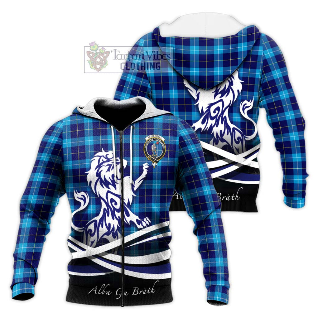 McKerrell Tartan Knitted Hoodie with Alba Gu Brath Regal Lion Emblem Unisex Knitted Zip Hoodie - Tartan Vibes Clothing