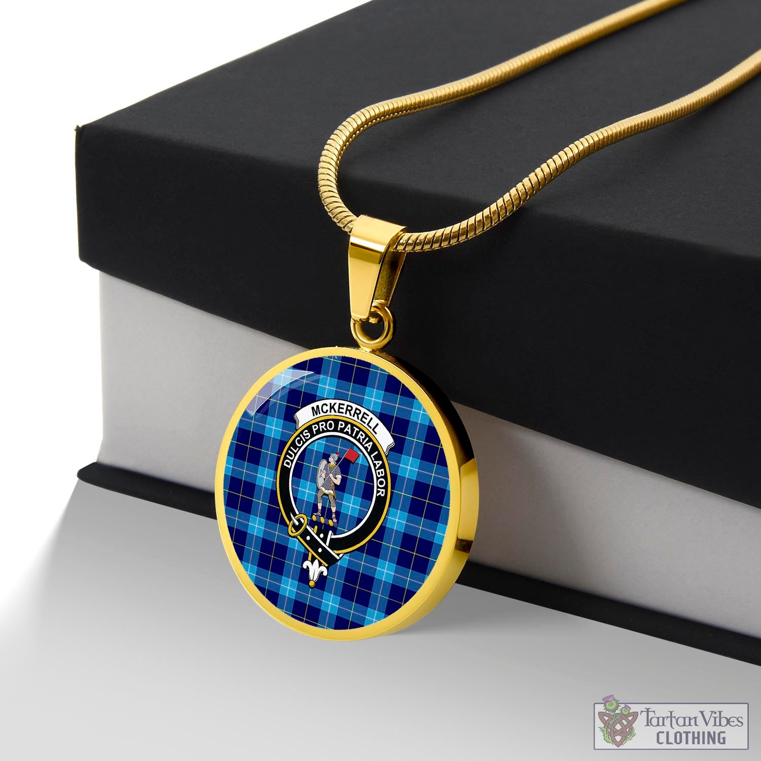 McKerrell Tartan Circle Necklace with Family Crest Luxury Necklace (Gold) No - Tartan Vibes Clothing