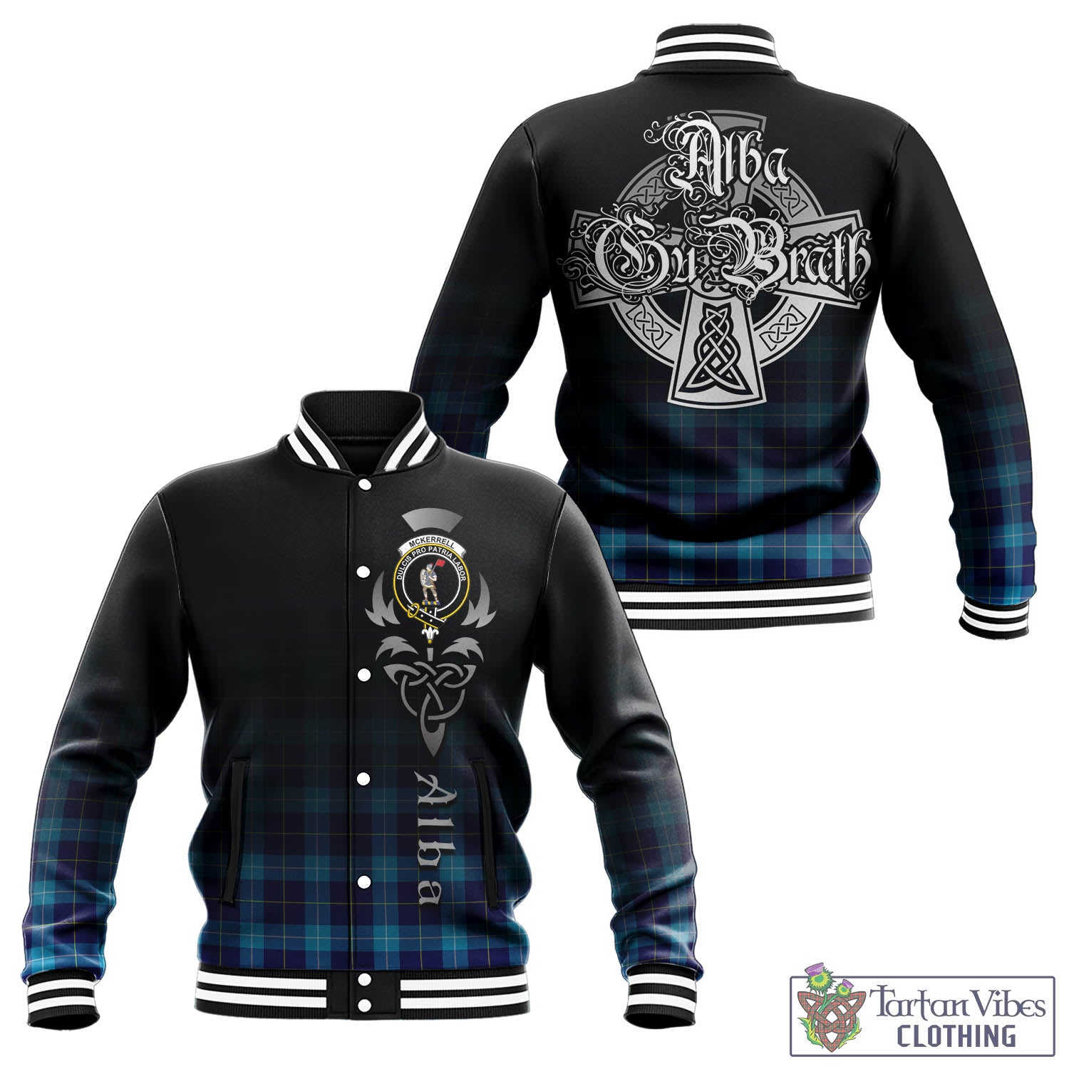 McKerrell Tartan Baseball Jacket Featuring Alba Gu Brath Family Crest Celtic Inspired - Tartan Vibes Clothing