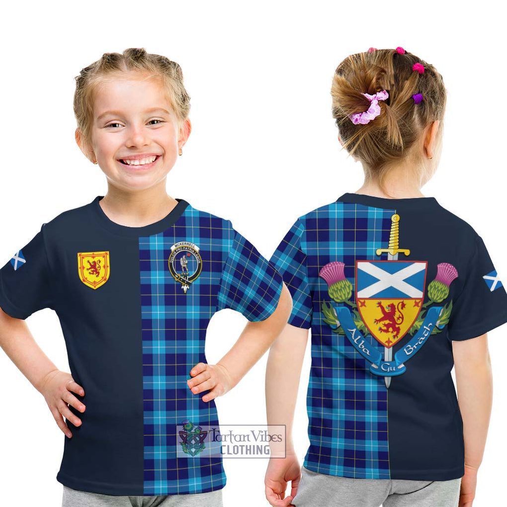 McKerrell Tartan Kid T-Shirt Alba with Scottish Lion Royal Arm Half Style - Tartan Vibes Clothing