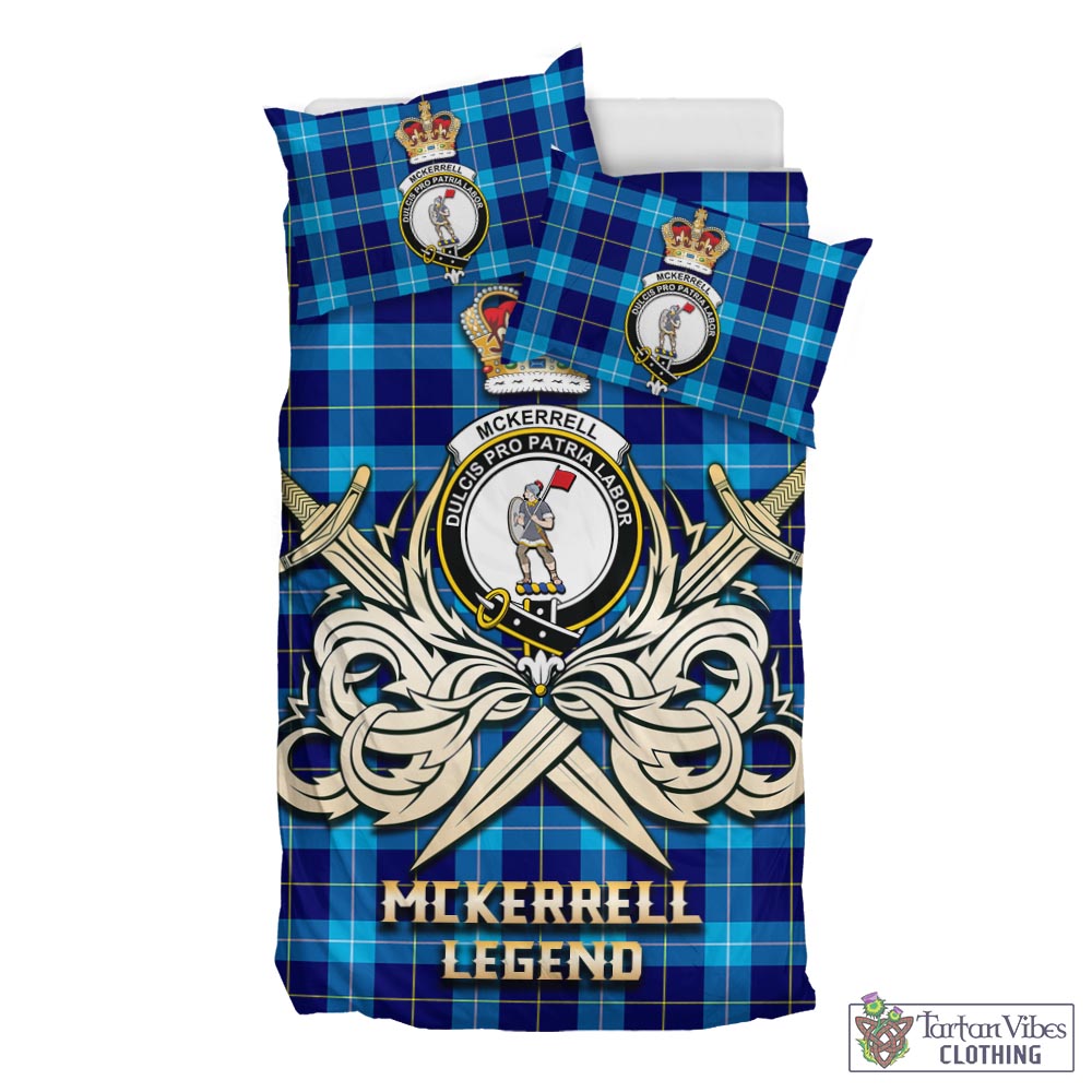 Tartan Vibes Clothing McKerrell Tartan Bedding Set with Clan Crest and the Golden Sword of Courageous Legacy