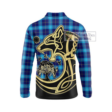 McKerrell Tartan Long Sleeve Polo Shirt with Family Crest Celtic Wolf Style - Tartan Vibes Clothing