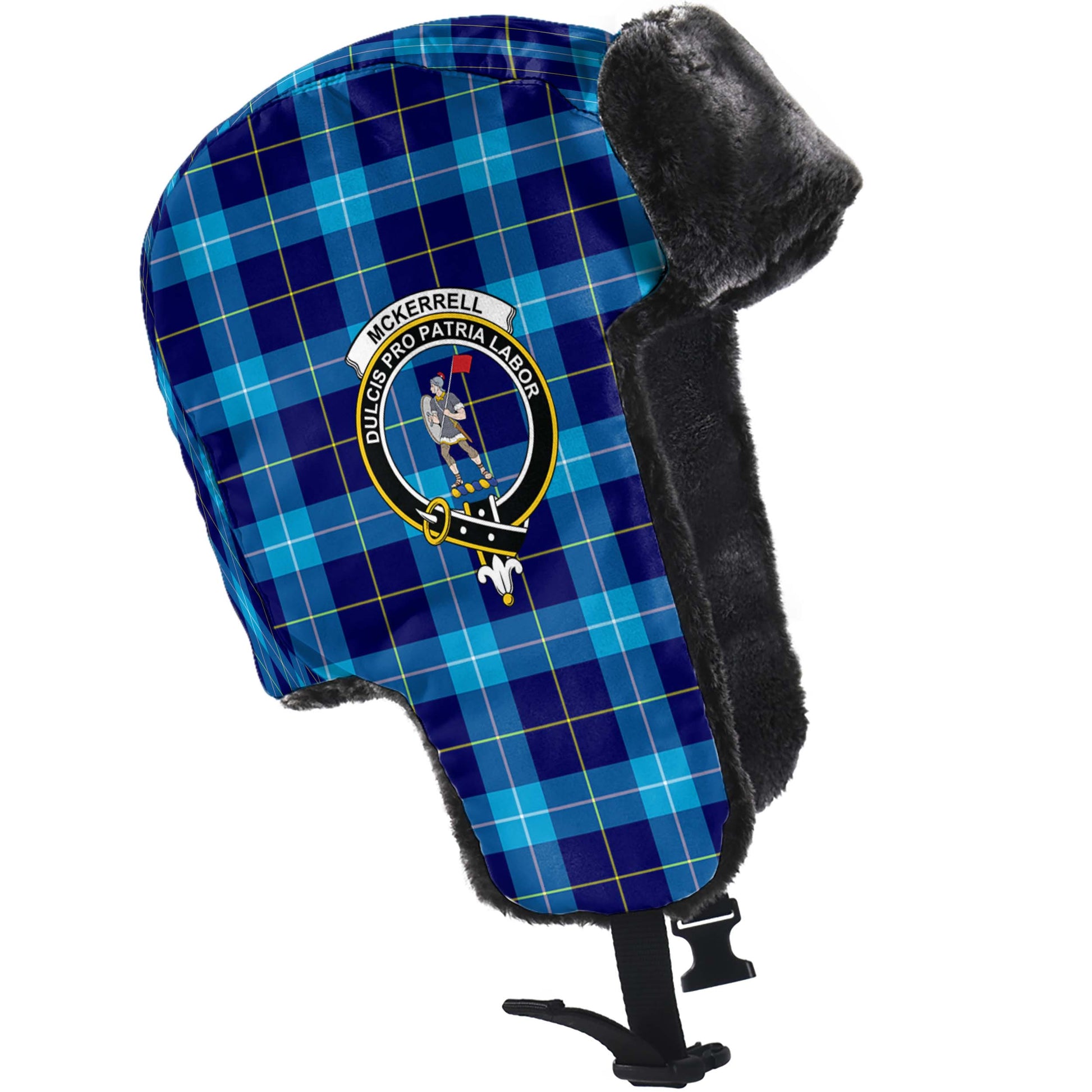 McKerrell Tartan Winter Trapper Hat with Family Crest - Tartan Vibes Clothing